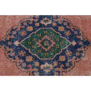 Vintage 2,8x12,7 ft Rug, Turkish Rug, <b>Red</b> Check <b>Wool</b> Rug - Product Image 5