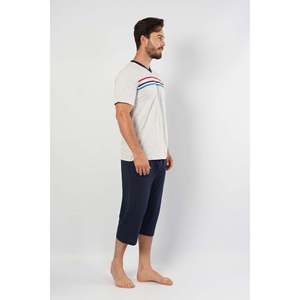 Conjunto de Pantalones Cortos y Camiseta con Cuello en V para Hombre CEPLI ERKEK P.SUPREM - Gris Melange - Gris Melange - Product Image 4
