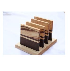 Dessous de verre en métal à moitié en marbre et à moitié en bois imprimés en sous-verres Ensemble de 4 sous-verres carrés de haute qualité - Product Image 2