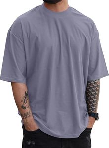เสื้อยืดผู้ชายทรงโอเวอร์ไซส์ ผ้าฝ้าย 100% สีพื้น แขนสั้น ไหล่ตก สวมใส่สบาย เหมาะสำหรับออกกำลังกาย ทรงหลวม ระบายอากาศได้ดี - Product Image 5