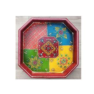 Plateau décoratif Meena, peint à la main en Inde, en bois d'acacia, écologique, luxueux, motif solide, couleur personnalisable, plateau de service durable - Product Image 5