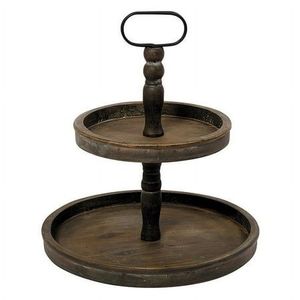 Support à gâteau élégant en bois et métal pour mariage, anniversaire, fête, forme ronde, support à gâteau décoratif naturel - Product Image 3