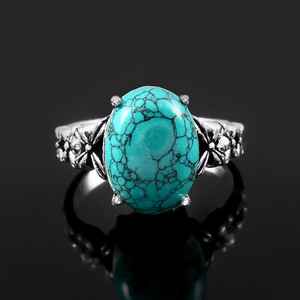 Bague en pierre précieuse turquoise naturelle, argent sterling 925, bijoux faits à la main pour femmes, bague statement, fournisseur en gros - Product Image 5