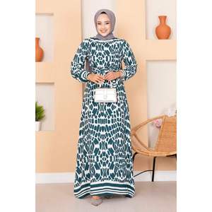 Robe Hijab Modeste en Viscose à Motif Zèbre Couleur Pétrole avec Design Unique - Product Image 4