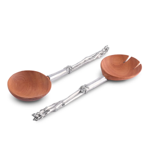 Serveur à salade poli mat argenté avec poignée papillon Outils à salade en bois les plus vendus au prix d'usine - Product Image 2