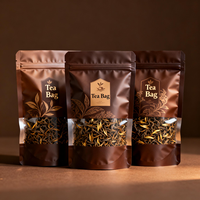 Sachet Doypack en plastique de qualité alimentaire avec impression numérique personnalisée, fermeture éclair et fenêtre, pour emballage de thé