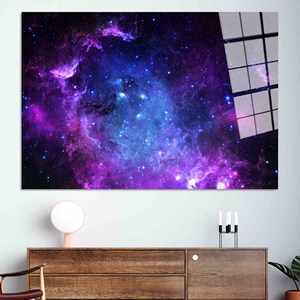 Impresión en lienzo de galaxia estrellada: elegante obra de arte paisajística en 3D, arte en vidrio templado - Product Image 1