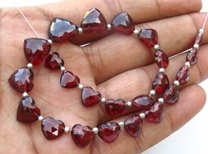 Cuentas de Granate Natural Talladas en Forma de Corazón de Alta Calidad, 7-9 mm, 1 Hilo, 25 Cuentas, Piedra Preciosa Briolette Africana de Mozambique - Product Image 5