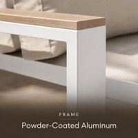 Ensemble de canapé d'extérieur FENGHUI 4 pièces, moderne, antirouille, durable, en aluminium, 3 places, 2 fauteuils, table basse, kaki, tissu en fibres courtes 230g