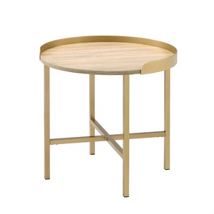 Table basse ronde moderne et écologique en or avec plateau pour le salon - Product Image 3