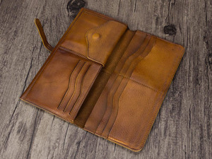 Portefeuille LWM-0093 en cuir long vintage Multi-Slots pour dames Porte-cartes de crédit Fermeture ouverte Pochette Sacs à main - Product Image 2
