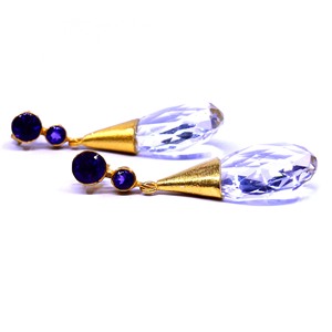 Gemvanity – Ensemble de boucles d'oreilles classiques en argent sterling 925 avec améthystes et plaqué or, design unique, pour femme, idéal pour les soirées - Product Image 3