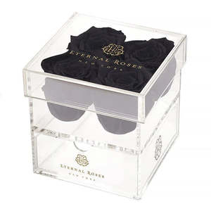 Madison Four Rose Midnight Black Arrangements Minimalist <b>Plastic</b> Gift Box for Living Room Decor - Product Image 1