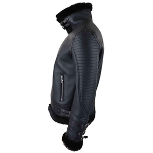 2025 nouvelle veste de vol de bombardier Royal en peau de mouton en laine véritable pour hommes veste en cuir de mode pour hommes, grande taille logo personnalisé - Product Image 5