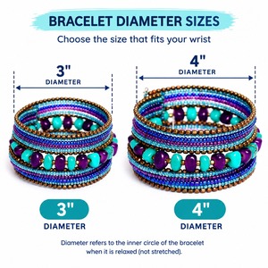 Boho Beaded Bracelet Set Women's Stackable Turquoise <b>Purple</b> Blue Gold Tone Bohemian Jewelry <b>Gift</b> - Product Image 3