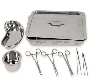 Plateau d'instruments chirurgicaux manuel en acier inoxydable pour chirurgie générale, avec pinces, ciseaux et kit de pansement - Product Image 3