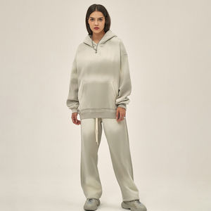 Prix d'usine direct femmes décontracté hiver mode lavage à l'acide respirant imprimé survêtement haut tendance solide motif en détresse - Product Image 3