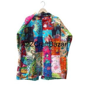 Veste pour femme en coton pur fait main bohème matelassée douce réversible à motifs floraux indiens avec patchwork Vêtement d'hiver toutes saisons - Product Image 6