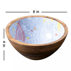 Tazón de ensalada Tazón de desierto de madera impreso para servir Mezclar Mango Utensilios de cocina de madera Use cuencos Nueva llegada disponible a los mejores precios - Product Image 6