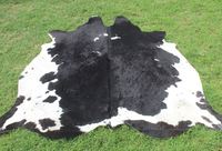 Grand tapis en cuir de vache noir et blanc, tapis en peau de vache brésilienne, tapis en cuir de vache 5 x 6