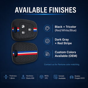Housse de clé en silicone compatible avec IKCO Dena Plus Tara Soren Runna, porte-clés sport noir à 3 boutons avec bande tricolore - Product Image 4