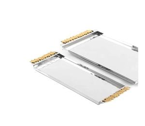 Plateau à chocolat martelé en acier de grande taille avec poignées en bois et couvercle en acrylique à un prix abordable - Product Image 3