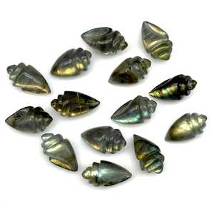 Tuyệt vời tự nhiên Labradorite ốc xà cừ vỏ hình dạng khắc đá quý đối với trang sức làm 18x10mm chữa bệnh năng lượng quyến rũ mặt dây - Product Image 3