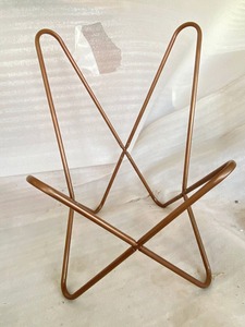 Silla de cuero de mariposa azul hecha a mano con marco de hierro, diseño rústico, ocio plegable para comedor, dormitorio, sala de estar, uso al aire libre - Product Image 2