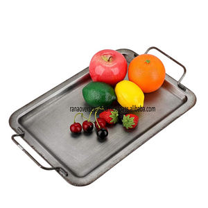 Bandeja de servicio de metal galvanizado de calidad superior con asa para fiestas de cocina de granja y decoración de mesa a un precio asequible - Product Image 1