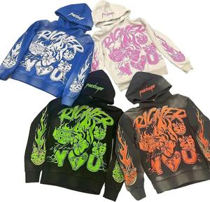 Sweat à capuche à fermeture éclair noir pour hommes sur mesure de haute qualité pour l'automne pour bouffée impression hiver automne sweats à capuche-prix de gros - Product Image 6