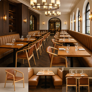 Sillas Modernas de Madera para Hotel con Cojines de Espuma, Patas Cónicas, Respaldo Sólido, Diseño Contemporáneo, Muebles Comerciales para Interiores - Product Image 2