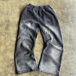 Custom <b>Men</b> High Quality Cotton Y2K Printing Vintage Black Luxury Acid Wash Straight Leg Baggy Sweatpants Sweatpants Man <b>Trouser</b> - Product Image 1