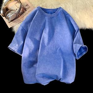 2025 Nueva camiseta de algodón orgánico informal de manga corta lavada de gran tamaño para hombre, camisetas de verano - Product Image 5