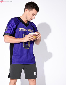 Maillot de football personnalisé 100% polyester respirant violet noir-vieil or maille dérive conception court devant respirant imprimé solide - Product Image 1