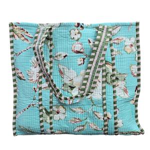 กระเป๋าผ้าฝ้ายทำมือ 100% พิมพ์ลายด้วยมือ ดีไซน์ควิลท์ทันสมัย กระเป๋าช้อปปิ้งแฟชั่น - Product Image 1