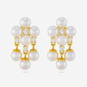 Boucles d'oreilles pendantes vintage tendance, motif religieux classique, boule et papillon, pour cadeau de fête, principalement en cuivre, laiton, perles et diamants - Product Image 3