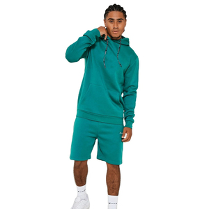 Venta caliente al por mayor transpirable hombres 100% algodón en blanco Sudadera con capucha y conjunto corto para hombres verano chándal conjunto hombres sudaderas con capucha - Product Image 1