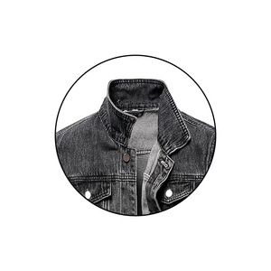 Chaqueta vaquera hecha en alta calidad, chaqueta vaquera informal de color sólido, chaqueta de invierno con botones cubiertos para hombre - Product Image 2