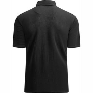 Fermeture à glissière noire unie pour polo Style décontracté Plus Size Jersey tricoté respirant Imprimé Zip Neck Design pour Polo T-Shirt - Product Image 2