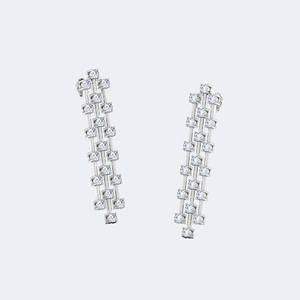 Pendientes Largos Colgantes de Diamantes Redondos de 2.50CTW, Oro de 14k, Diamantes Cultivados en Laboratorio, Color D, VVS, Engaste de Garras y Barra, Joyería Larga para Mujer - Product Image 2
