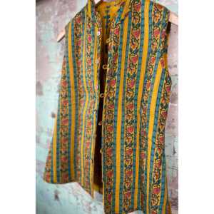 Handblock Printed Mughal <b>Women's</b> Vest Button-Decorated Outer Wear for Spring Summer Winter-Short Length <b>Knitted</b> Fabric <b>Waistcoat</b> - Product Image 6