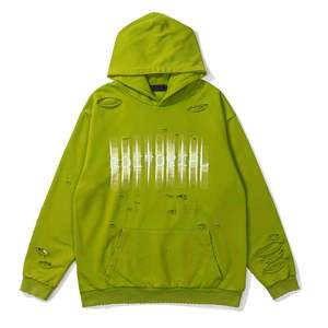 Sudaderas con capucha desgastadas lavadas con ácido de gran tamaño personalizadas Sudaderas con capucha vintage de gran tamaño rasgadas al por mayor Sudadera con capucha de peso pesado - Product Image 1