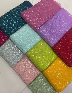 ผ้าออแกนซ่าไนลอนคุณภาพระดับพรีเมียมเรียงจำนวน7มม. พร้อมด้ายตันต่อตันผ้าสำหรับงานแต่งงานผู้ผลิตจากอินเดีย - Product Image 2