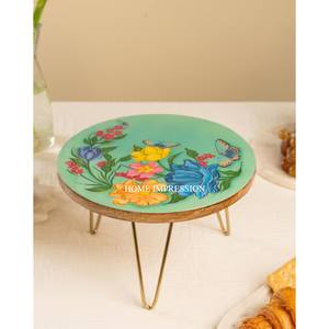 IMPRESIÓN EN EL HOGAR Forma personalizada Patas de metal Parte superior de madera Hecho a mano Ecológico Diseño moderno Cocina Soporte decorativo para pasteles - Product Image 1