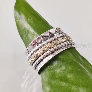 Anneau de méditation Spinner Band Bague de pouce pour femme en argent sterling 925 Fidget Bijoux faits à la main Anxiété de Noël Bague Spinner pour homme - Product Image 6