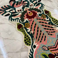 Tapis décoratif moderne en forme d'animal, fait main, tufté, imprimé 3D, en laine, rembourré, extra épais, antidérapant, adapté aux animaux domestiques, pour la maison