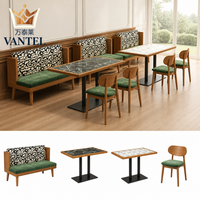 Ensemble de mobilier sur mesure pour hôtels et restaurants : banquettes rembourrées, tables à manger et chaises en bois pour projets hôteliers
