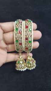 Premium Quality Handcrafted Ethnic Kundan Latkan <b>Bangles</b> with Custom Size available at Best Price from India - Product Image 2