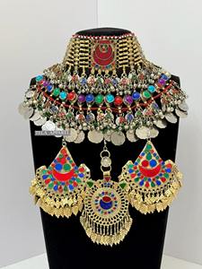 Collier de fête vintage fait à la main en perles de cuivre de style bohème nomade afghan pour femmes traditionnel - Product Image 2