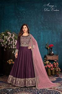 Vestido Anarkali de Seda Georgatte de Último Diseño para Mujer de FABZONE - Ropa Tradicional India de Alta Calidad - Product Image 3